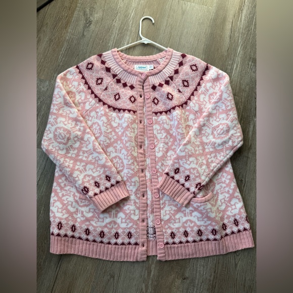 VTG Christmas Sweater Cardigan Hippie Boho Pink Magenta Aztec Pattern Size 2X - Picture 9 of 10